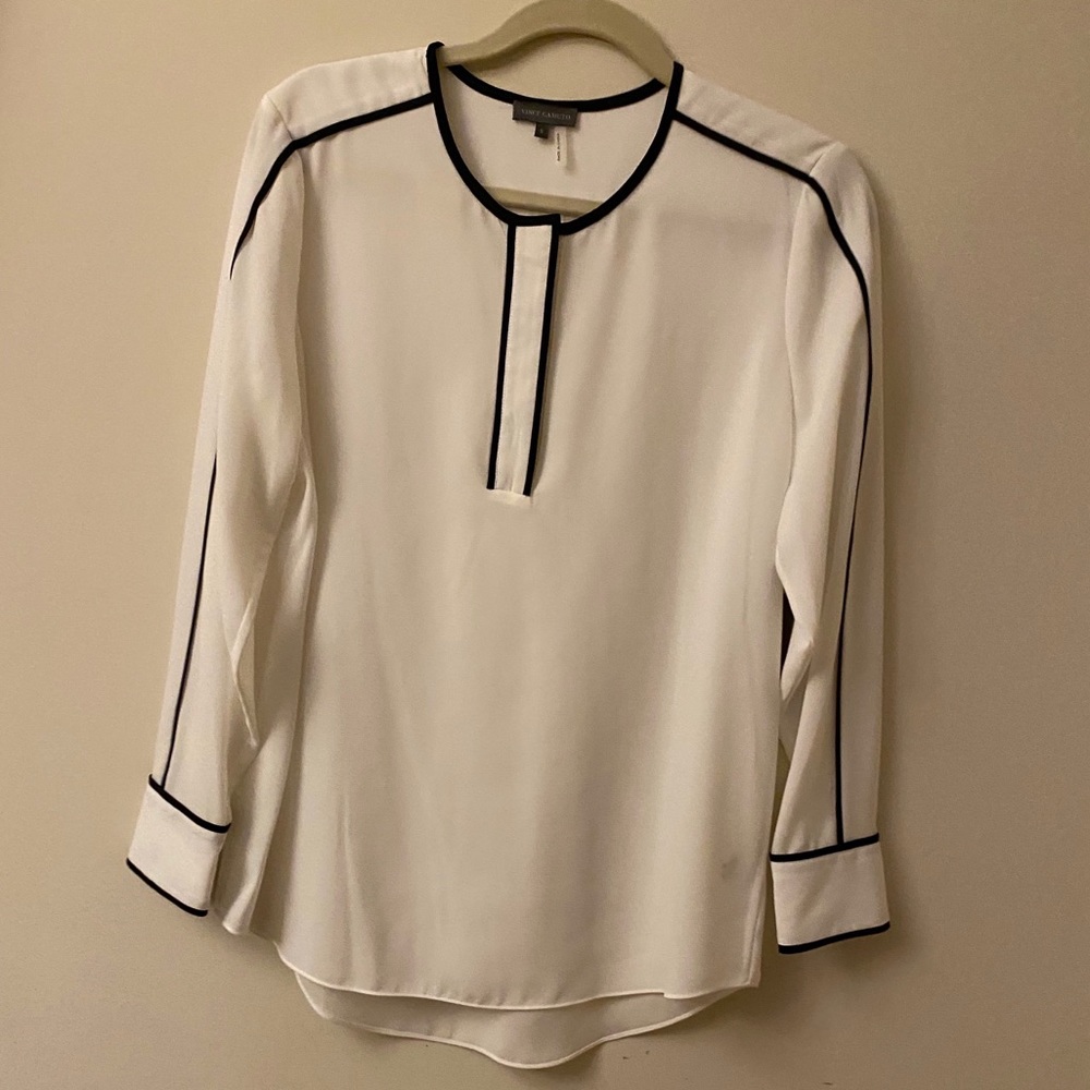 Vince Camuto Blouse White with Black Trim